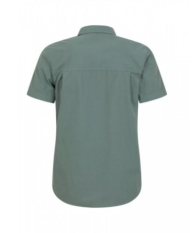 Coconut Slub Texture Mens Short-Sleeved Shirt Green $17.39 Tops