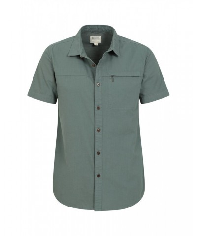 Coconut Slub Texture Mens Short-Sleeved Shirt Green $17.39 Tops