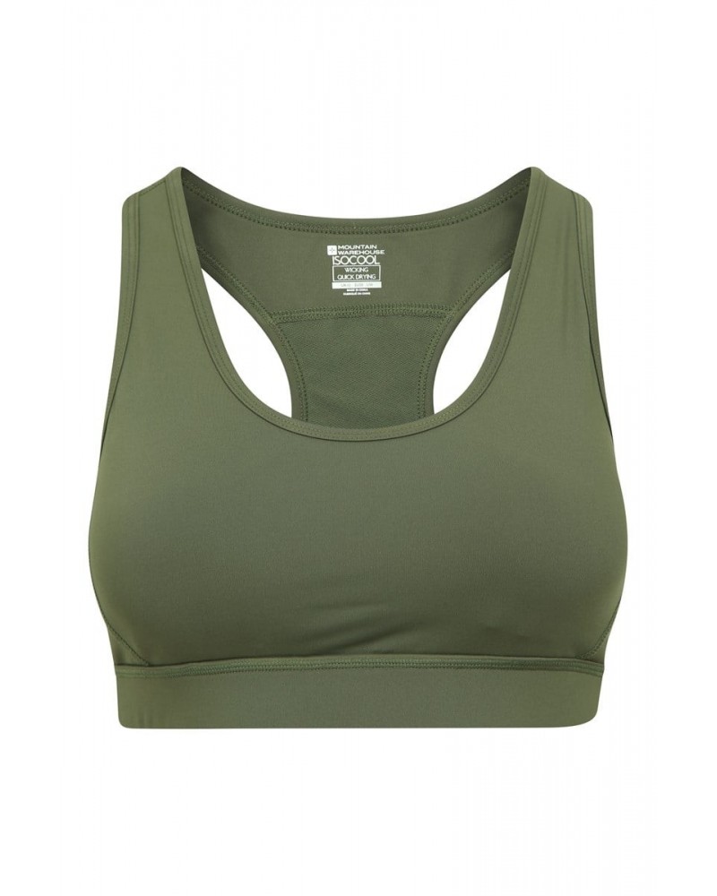 Mesh Motion Womens Sports Bra Dark Khaki $15.05 Active