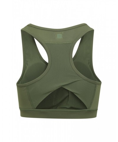 Mesh Motion Womens Sports Bra Dark Khaki $15.05 Active