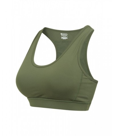 Mesh Motion Womens Sports Bra Dark Khaki $15.05 Active