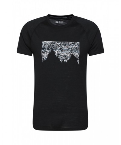 Quest Mens Printed Merino Thermal T-Shirt Black $21.19 Tops
