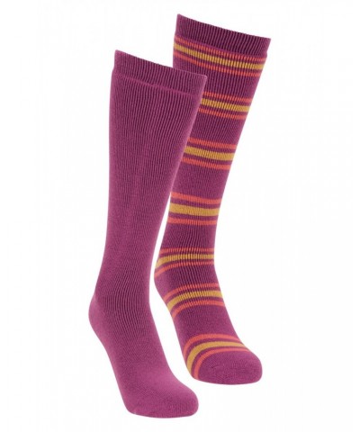 Striped Ski Tube Socks Multipack Dark Pink $11.19 Accessories
