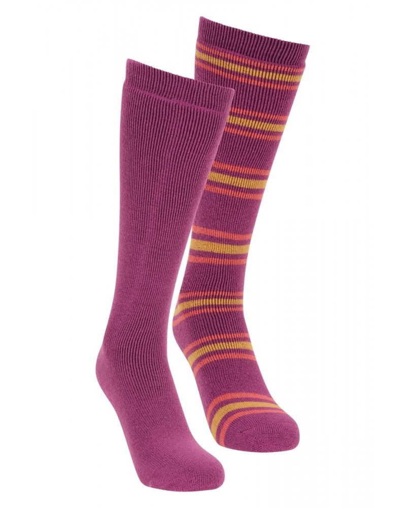 Striped Ski Tube Socks Multipack Dark Pink $11.19 Accessories