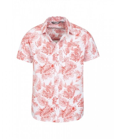 Tropical Printed Mens Short Sleeved Shirt Orange $15.51 Tops