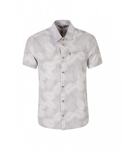 Tropical Printed Mens Short Sleeved Shirt Grey $19.13 Tops