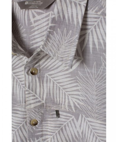 Tropical Printed Mens Short Sleeved Shirt Grey $19.13 Tops