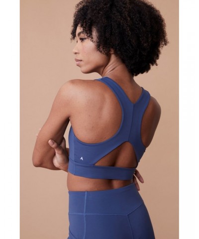 June Womens Mid-Support Sports-Bra Blue $16.20 Active
