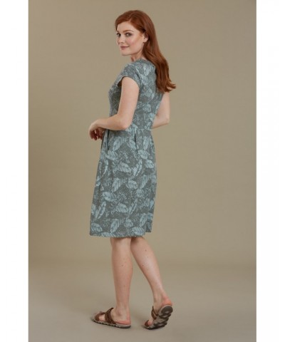 Sorrento Womens Printed Short Sleeve UV Dress Light Khaki $15.54 Dresses & Skirts