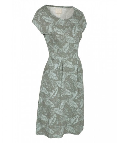 Sorrento Womens Printed Short Sleeve UV Dress Light Khaki $15.54 Dresses & Skirts
