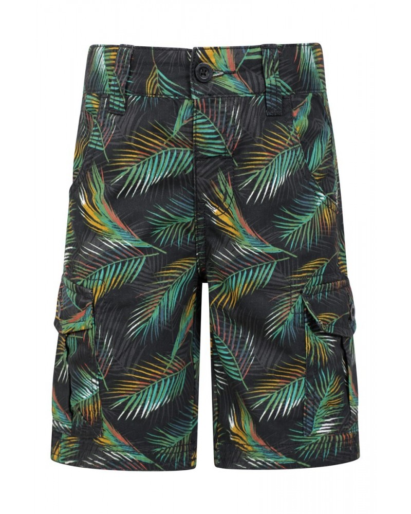 Printed Leaf Kids Cargo Shorts Green $12.31 Pants