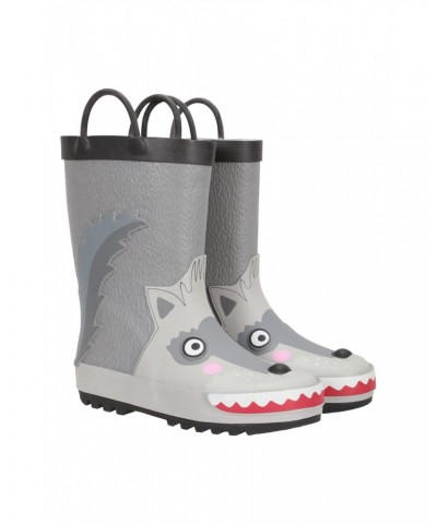 Kids Short Character Handle Rain Boots Grey $13.49 Footwear