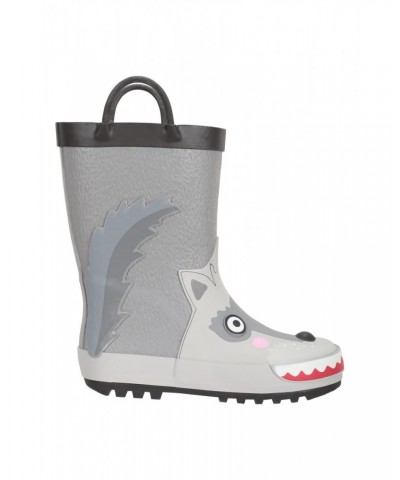 Kids Short Character Handle Rain Boots Grey $13.49 Footwear