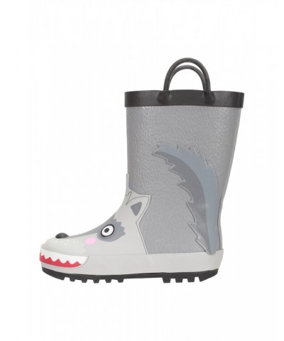 Kids Short Character Handle Rain Boots Grey $13.49 Footwear