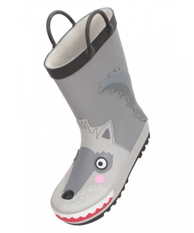 Kids Short Character Handle Rain Boots Grey $13.49 Footwear