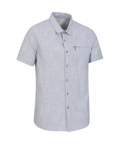 Coconut Slub Texture Mens Short-Sleeved Shirt Denim $15.89 Tops
