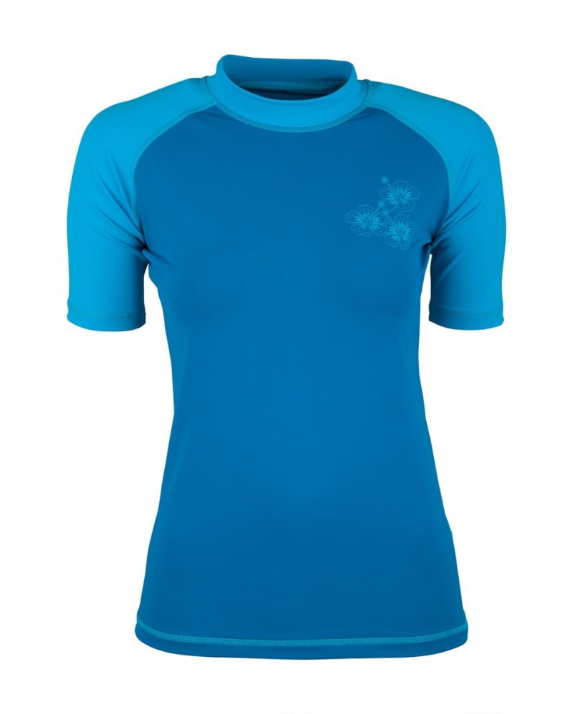 Womens UV Rash Guard Blue $17.81 Swimwear