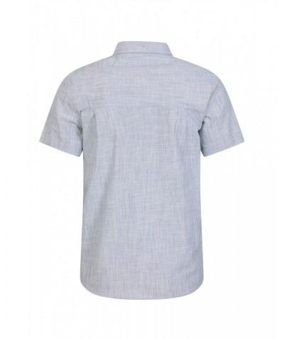 Coconut Slub Texture Mens Short-Sleeved Shirt Denim $15.89 Tops