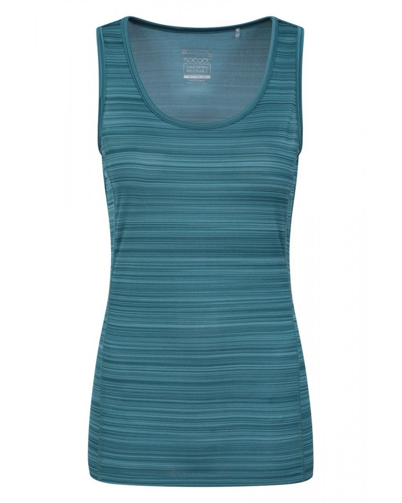 Endurance Striped Womens Tank Top Aqua $11.39 Active