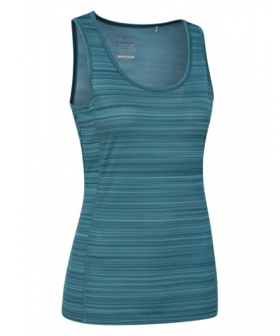 Endurance Striped Womens Tank Top Aqua $11.39 Active