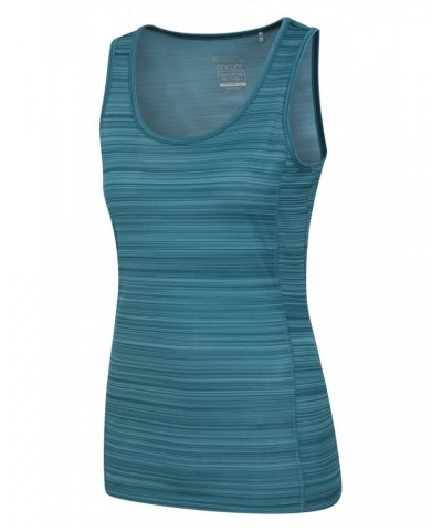 Endurance Striped Womens Tank Top Aqua $11.39 Active