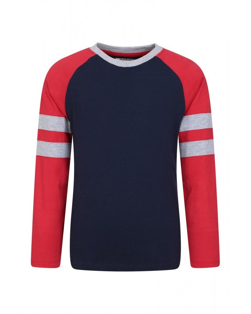 Raglan Kids Long Sleeve T-Shirt Red $10.44 Tops