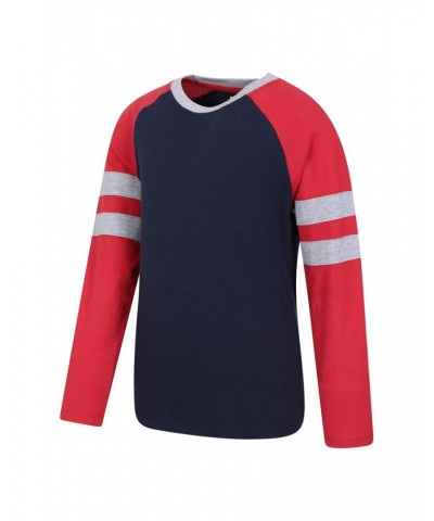 Raglan Kids Long Sleeve T-Shirt Red $10.44 Tops