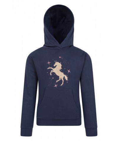 Glitter Unicorn Kids Organic Hoodie Navy $17.39 Tops