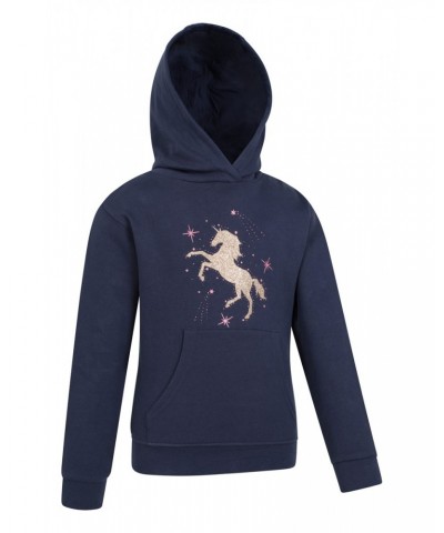 Glitter Unicorn Kids Organic Hoodie Navy $17.39 Tops