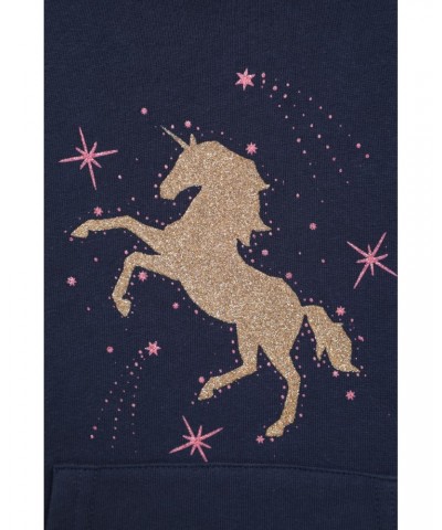 Glitter Unicorn Kids Organic Hoodie Navy $17.39 Tops