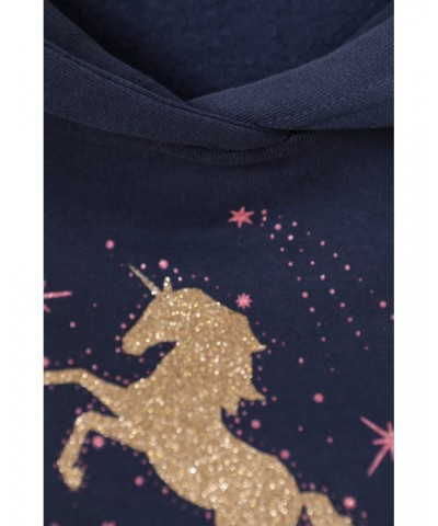 Glitter Unicorn Kids Organic Hoodie Navy $17.39 Tops