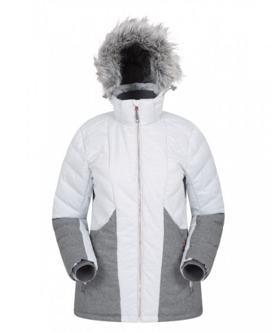 Snowflake Womens Insulated Ski Jacket Light Grey $49.39 Jackets