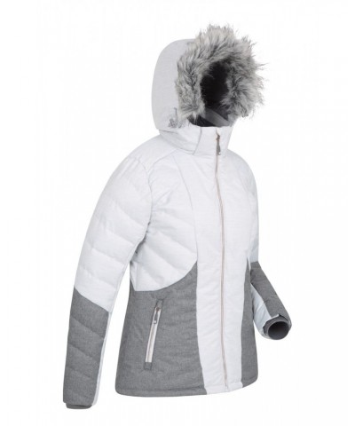 Snowflake Womens Insulated Ski Jacket Light Grey $49.39 Jackets