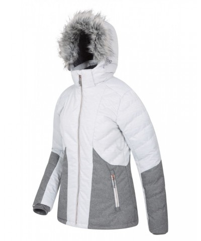 Snowflake Womens Insulated Ski Jacket Light Grey $49.39 Jackets