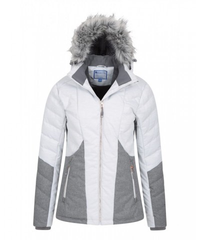 Snowflake Womens Insulated Ski Jacket Light Grey $49.39 Jackets