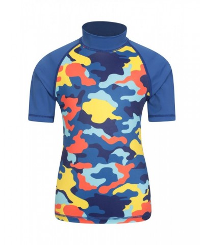 Short Sleeve Kids Printed Rash Guard Camouflage $10.19 Tops