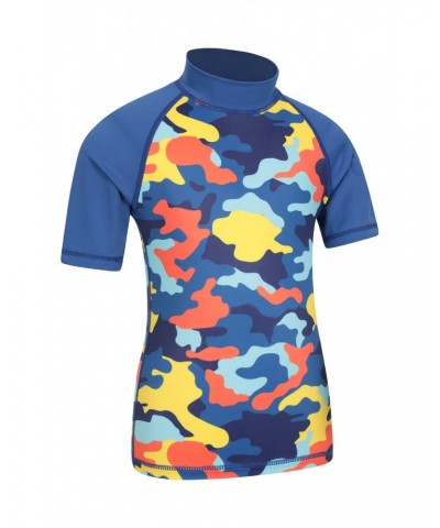 Short Sleeve Kids Printed Rash Guard Camouflage $10.19 Tops