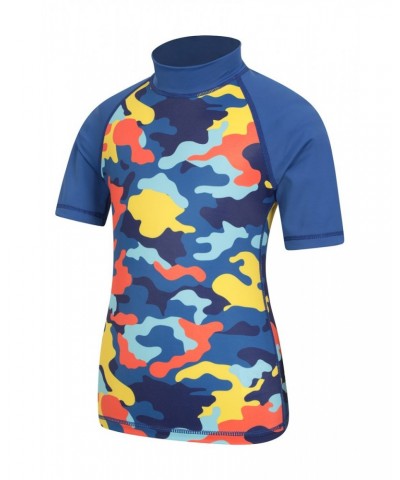 Short Sleeve Kids Printed Rash Guard Camouflage $10.19 Tops