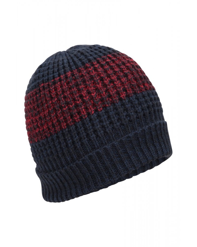 Two-Tone Melange Mens Thermal Beanie Navy $13.49 Ski