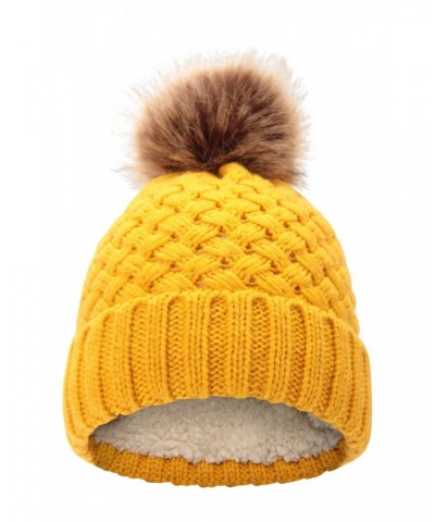 Lisbon Sherpa Lined Womens Thermal Pom-Pom Beanie Mustard $16.17 Accessories