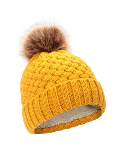 Lisbon Sherpa Lined Womens Thermal Pom-Pom Beanie Mustard $16.17 Accessories