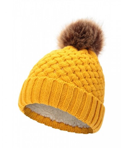 Lisbon Sherpa Lined Womens Thermal Pom-Pom Beanie Mustard $16.17 Accessories