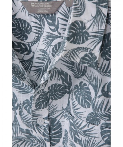 Tropical Printed Mens Short Sleeved Shirt Light Teal $15.84 Tops