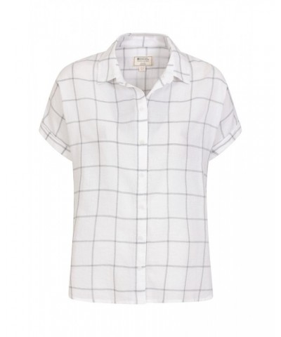 Palm Womens Relaxed Check Shirt White $15.18 Tops
