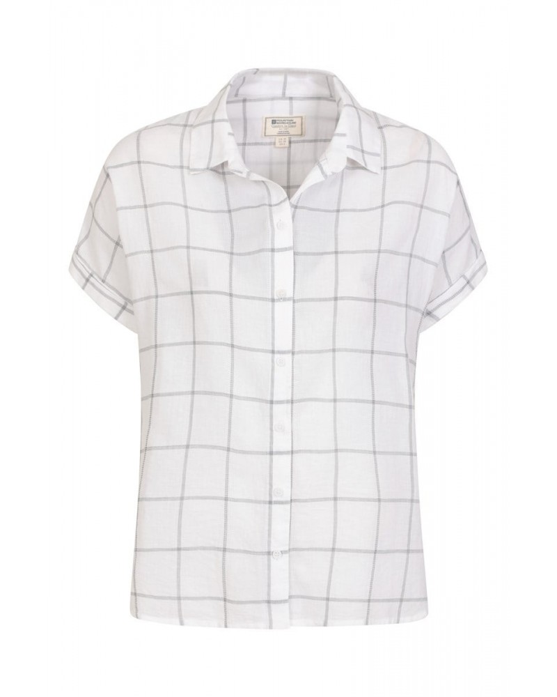 Palm Womens Relaxed Check Shirt White $15.18 Tops