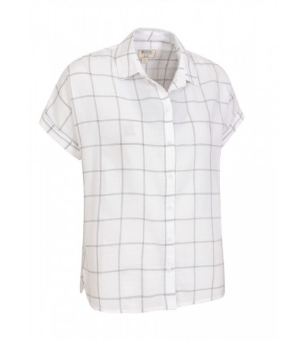 Palm Womens Relaxed Check Shirt White $15.18 Tops