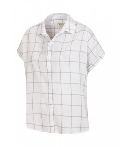 Palm Womens Relaxed Check Shirt White $15.18 Tops