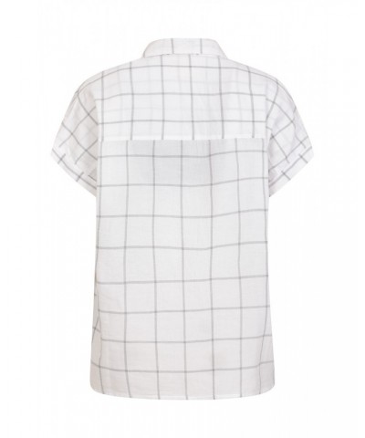 Palm Womens Relaxed Check Shirt White $15.18 Tops