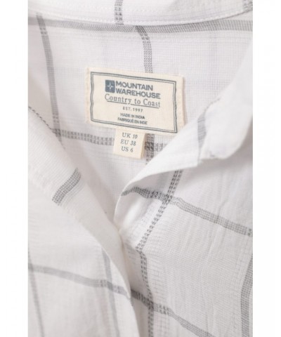 Palm Womens Relaxed Check Shirt White $15.18 Tops