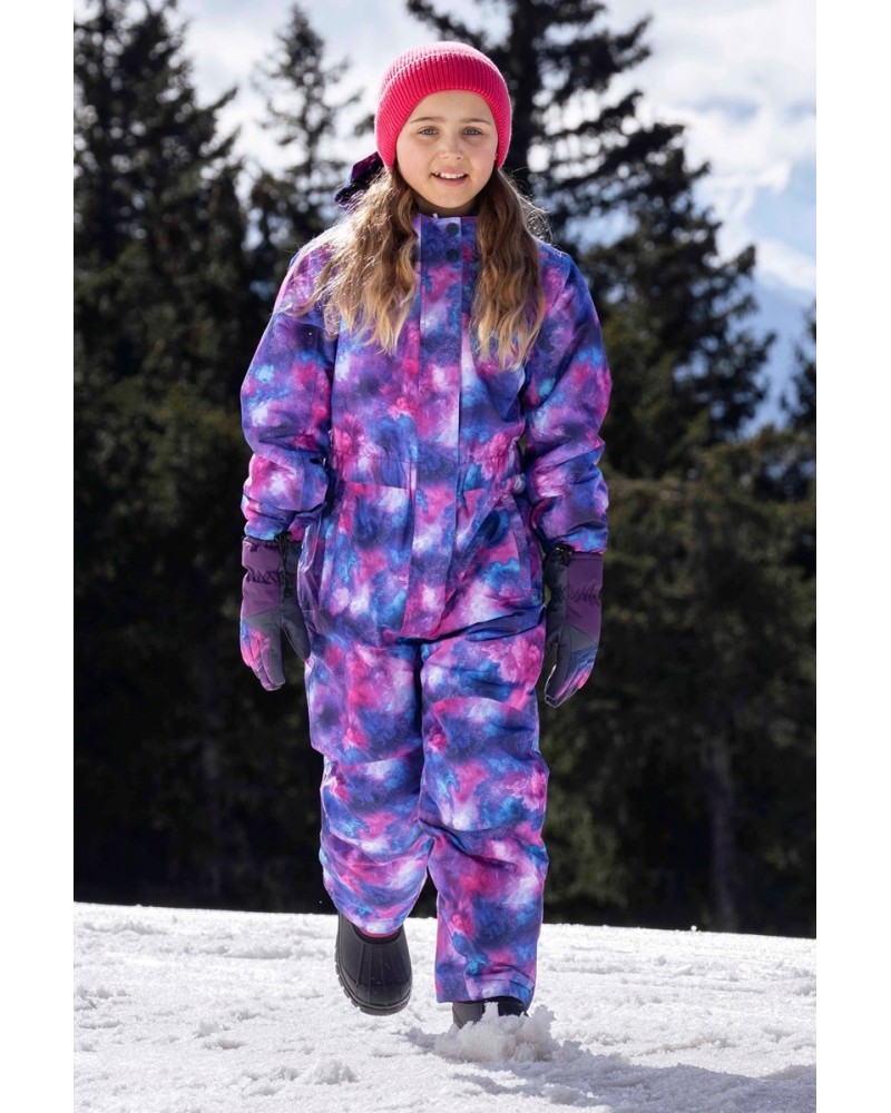 Cloud Printed Kids All in One Waterproof Snowsuit Spacey Pink $27.30 Ski